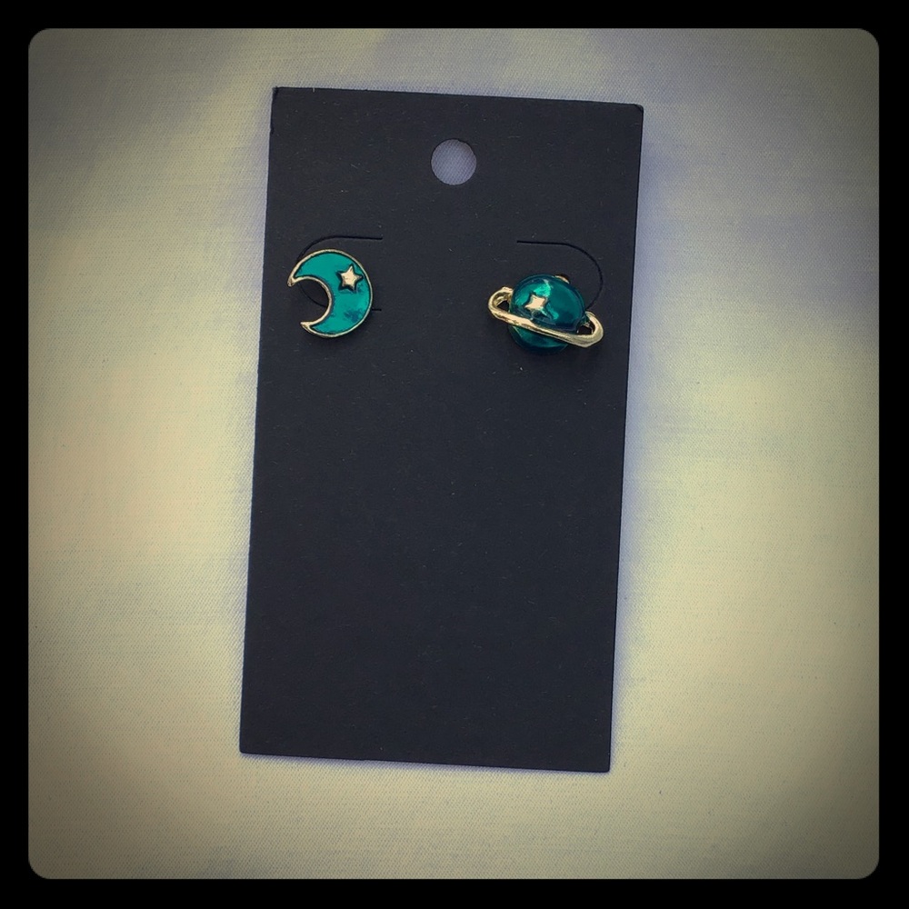 Moon star space earrings